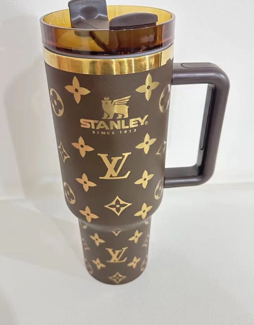 Fashion Bling Tumbler Chocolate Gold 40oz