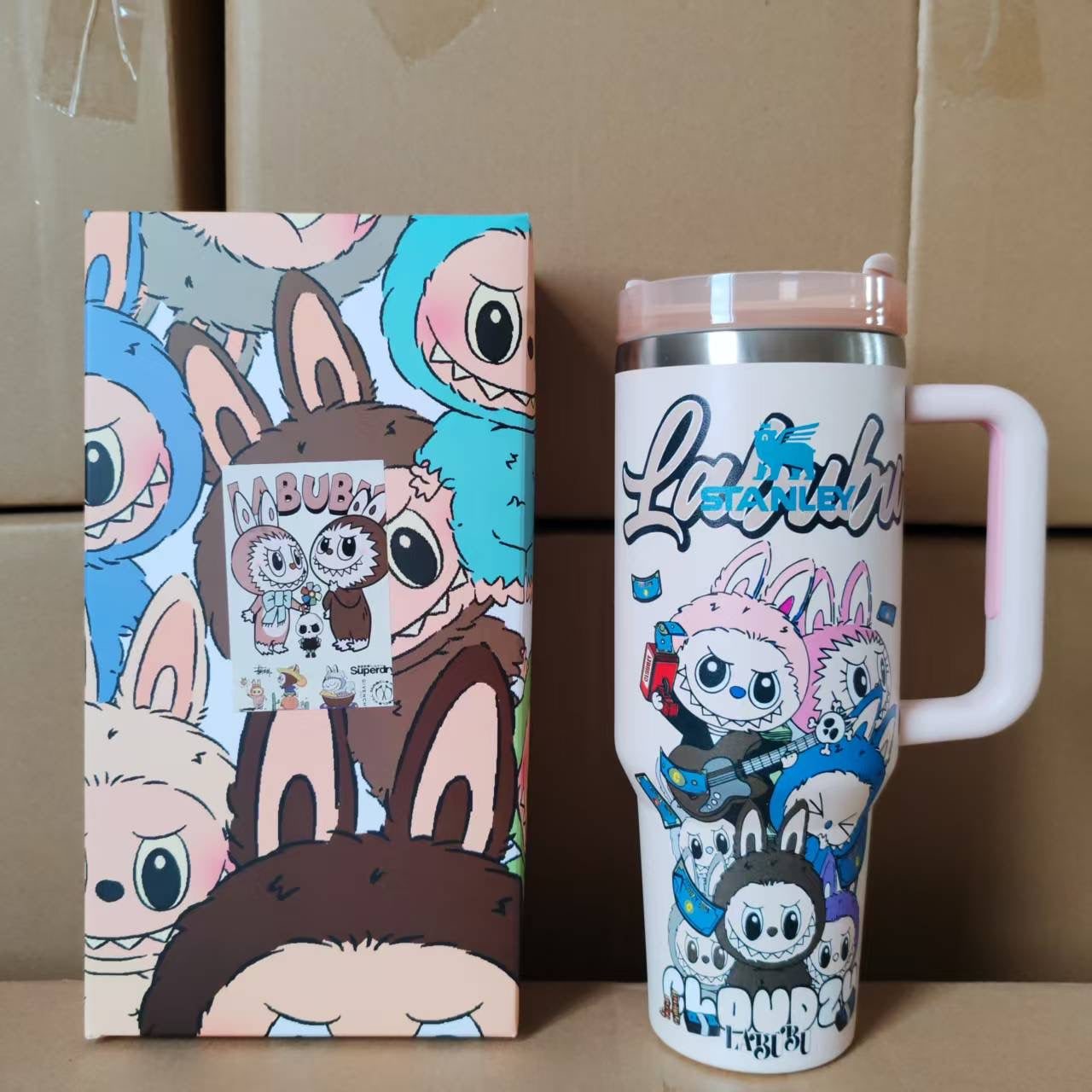 Labubu 40oz Tumbler Stainless Steel Insulated Cup with Straw Lid Large Capacity Travel Mug