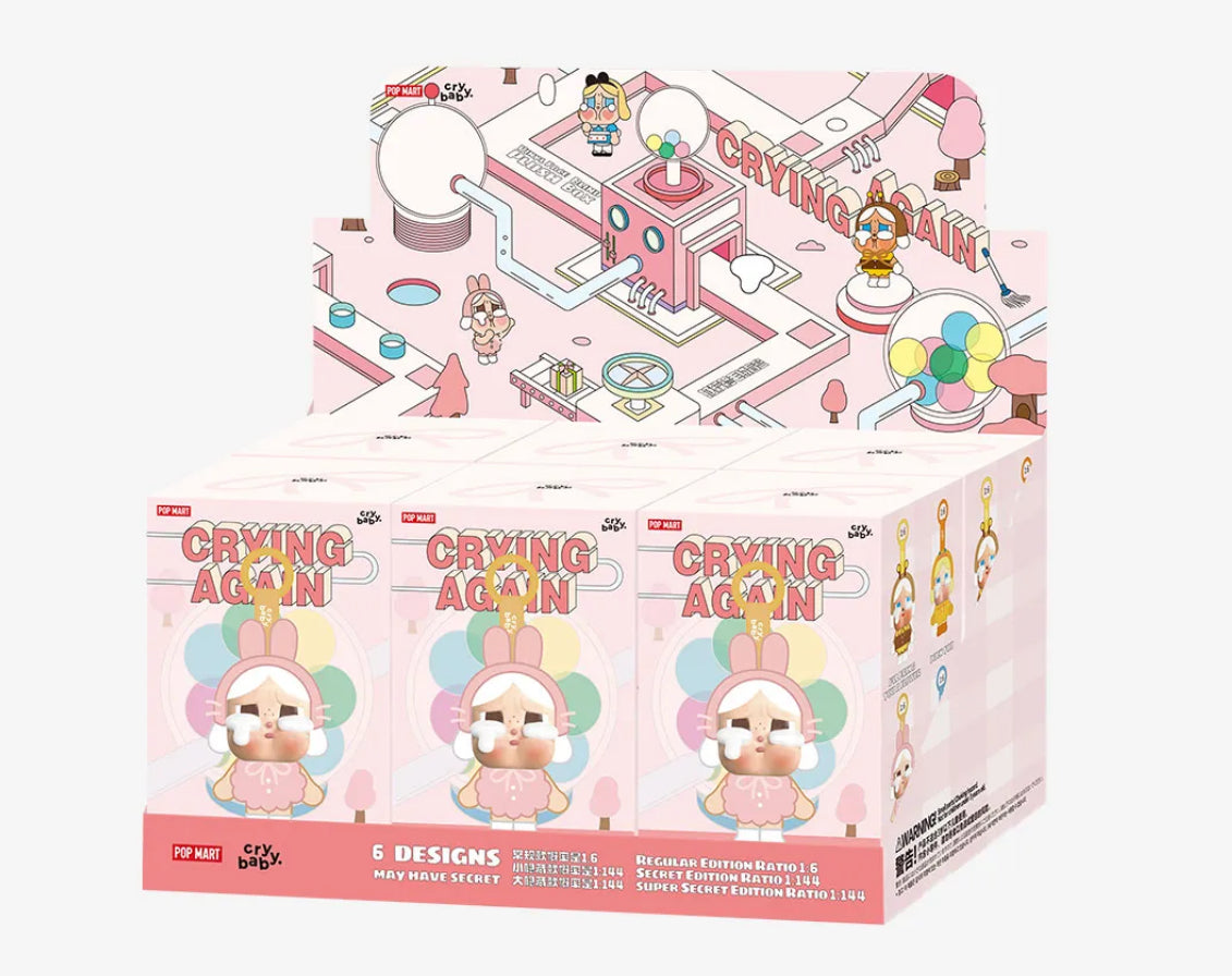 Crybaby Crying Again Series Vinyl Face Plush Blind Box Cute Doll Toy Anime Pendant Keychain Mystery Surprise Kids Gift Set of 6 Boxes