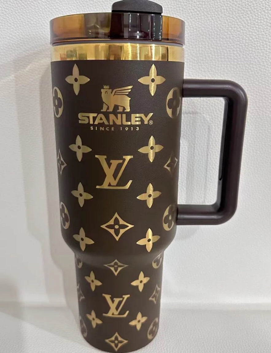 Fashion Bling Tumbler Chocolate Gold 40oz