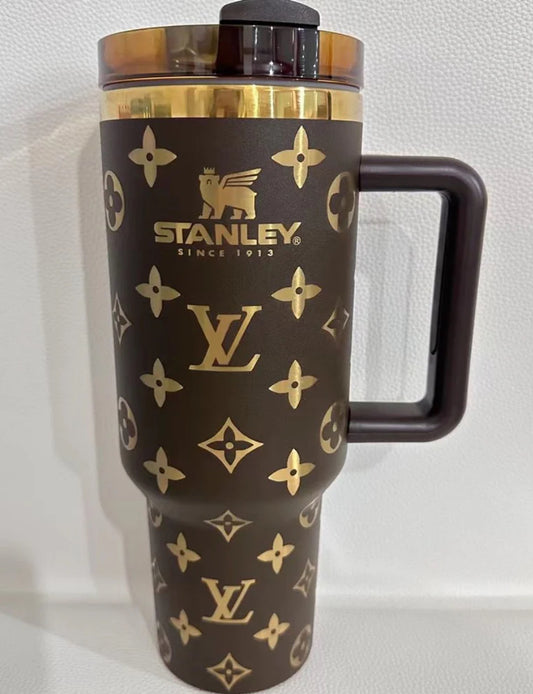 Fashion Bling Tumbler Chocolate Gold 40oz