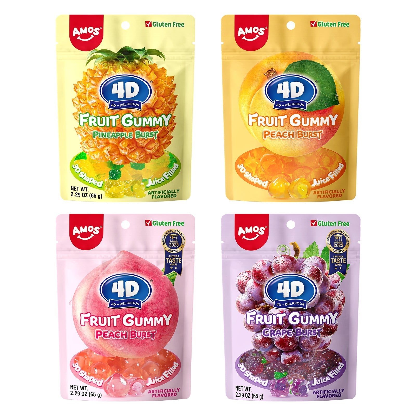 4D Fruit Gummy - Burst Juice Filled（Mix Flavor-5 bags）- 65g/bag