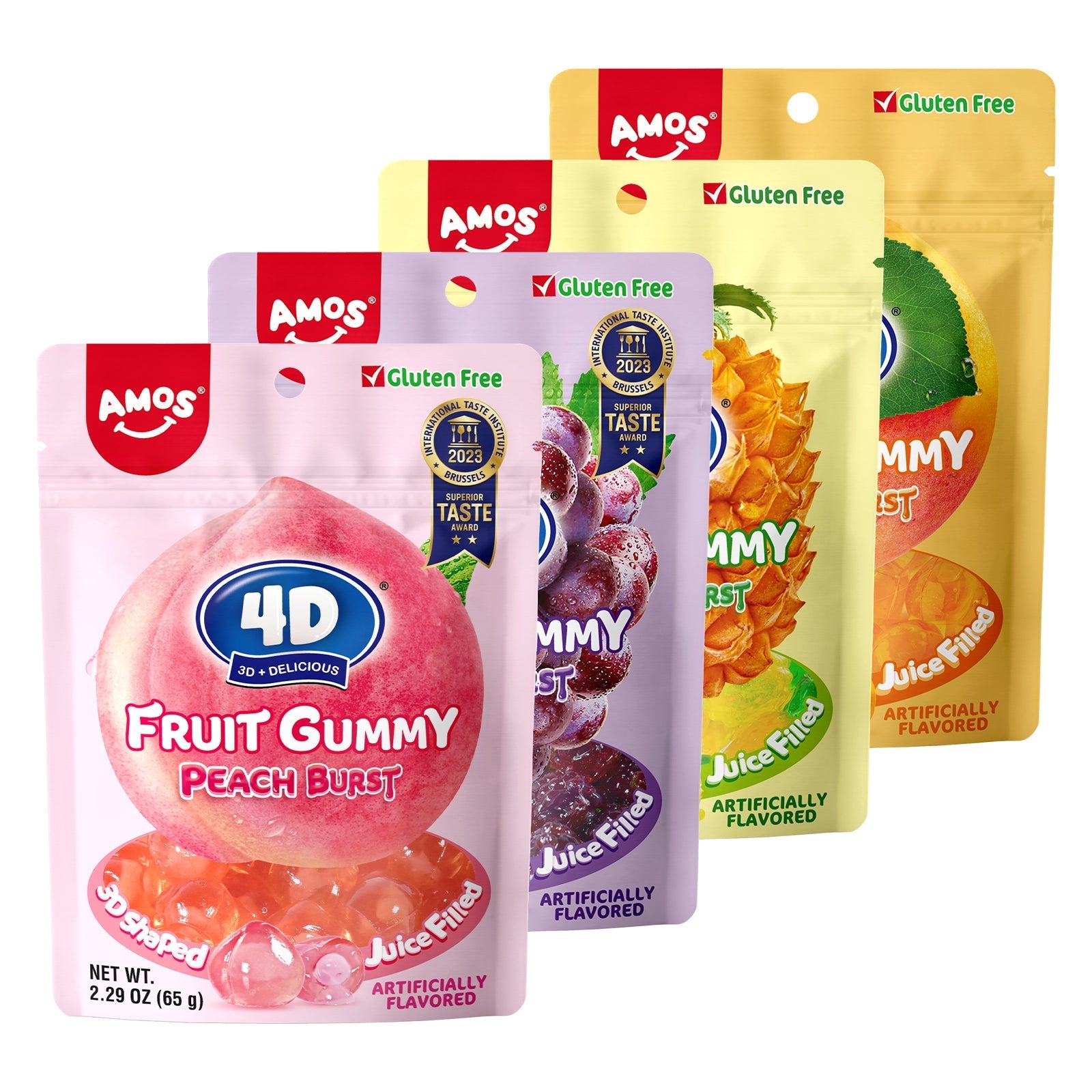 4D Fruit Gummy - Burst Juice Filled（Mix Flavor-5 bags）- 65g/bag