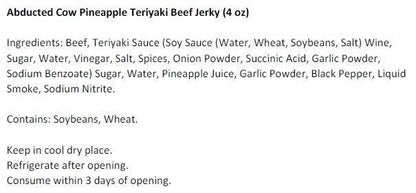 Abducted Cow Pineapple Teriyaki Beef Jerky (3.25 oz)