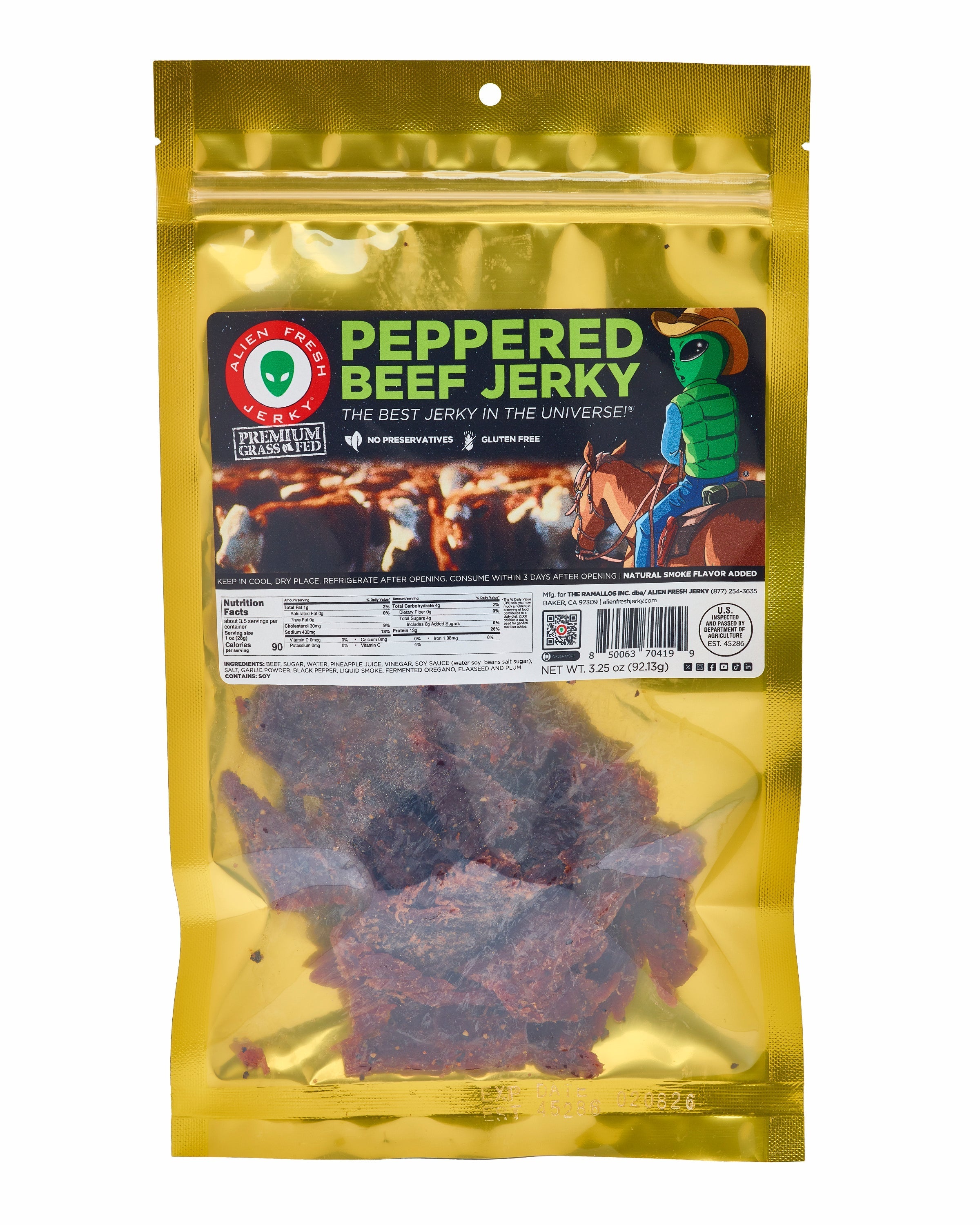 Grass-Fed - Peppered Beef Jerky (3.25 oz)