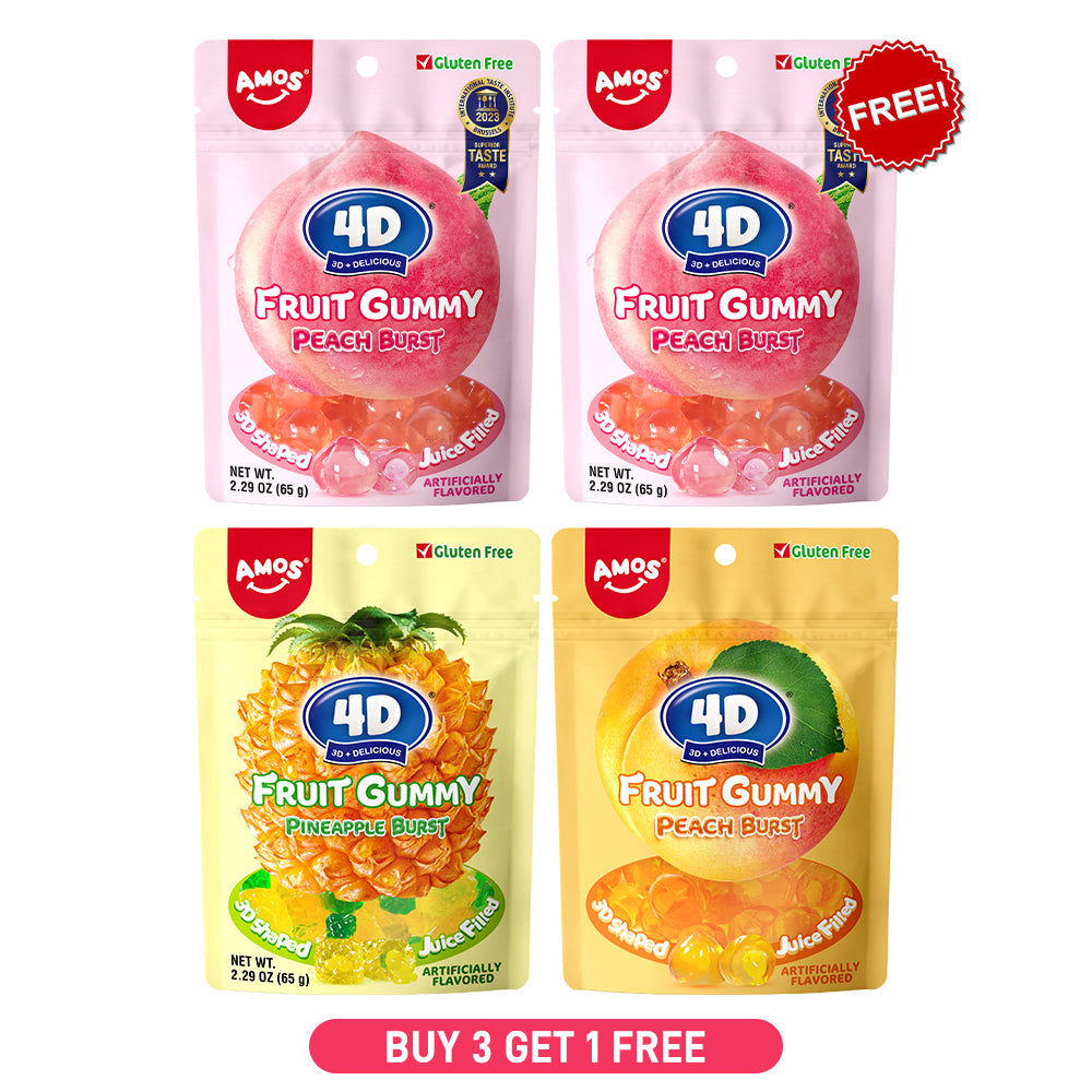 4D Fruit Gummy - Burst Juice Filled（Mix Flavor-5 bags）- 65g/bag