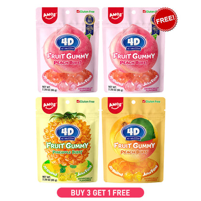 4D Fruit Gummy - Burst Juice Filled（Mix Flavor-5 bags）- 65g/bag