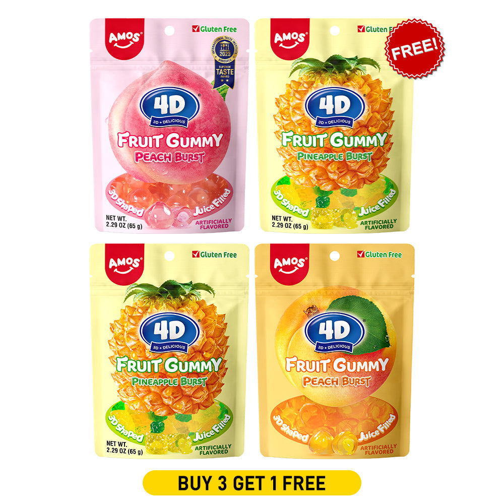 4D Fruit Gummy - Burst Juice Filled（Mix Flavor-5 bags）- 65g/bag