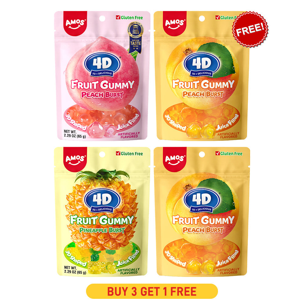 4D Fruit Gummy - Burst Juice Filled（Mix Flavor-5 bags）- 65g/bag