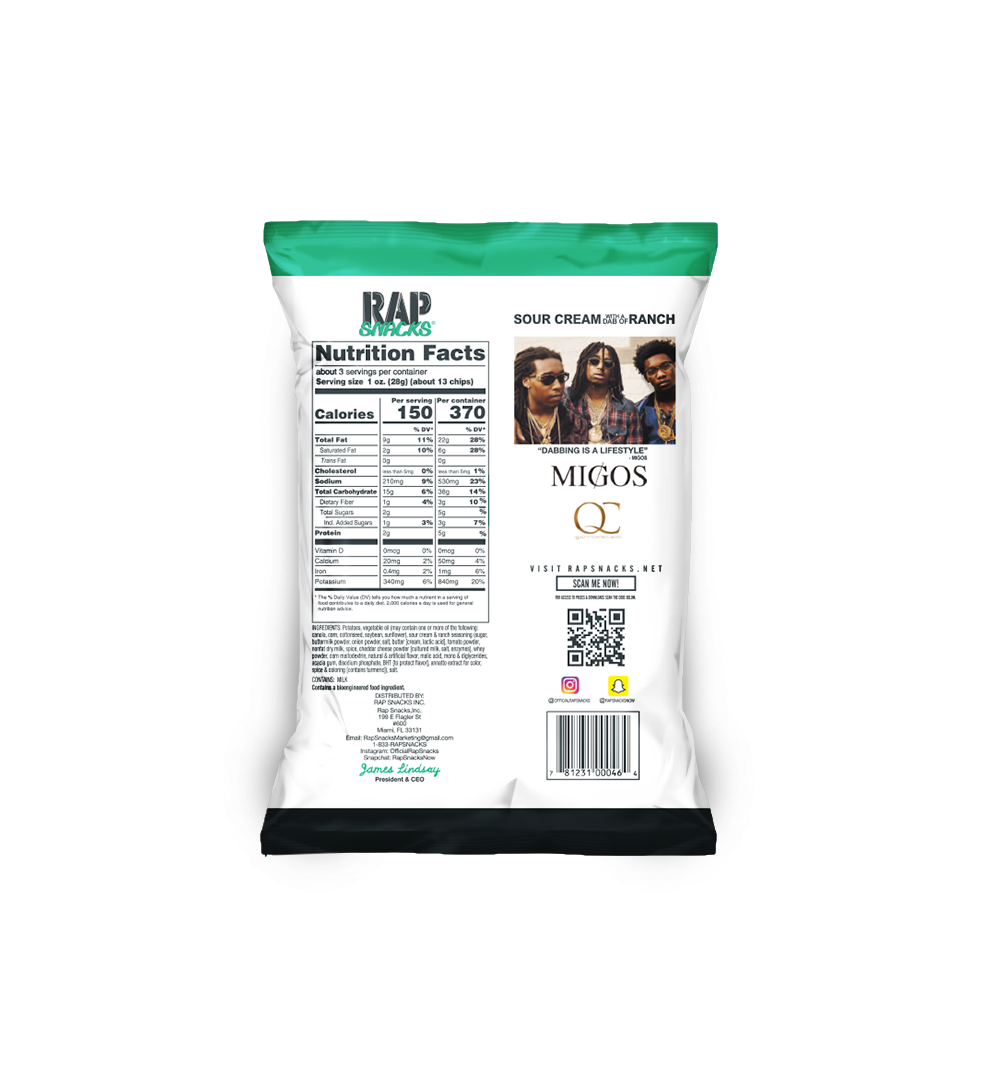 Migos | Sour Cream With A Dab Of Ranch Chips (6 Bags)