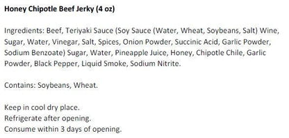 Honey Chipotle Beef Jerky (3.25 oz)