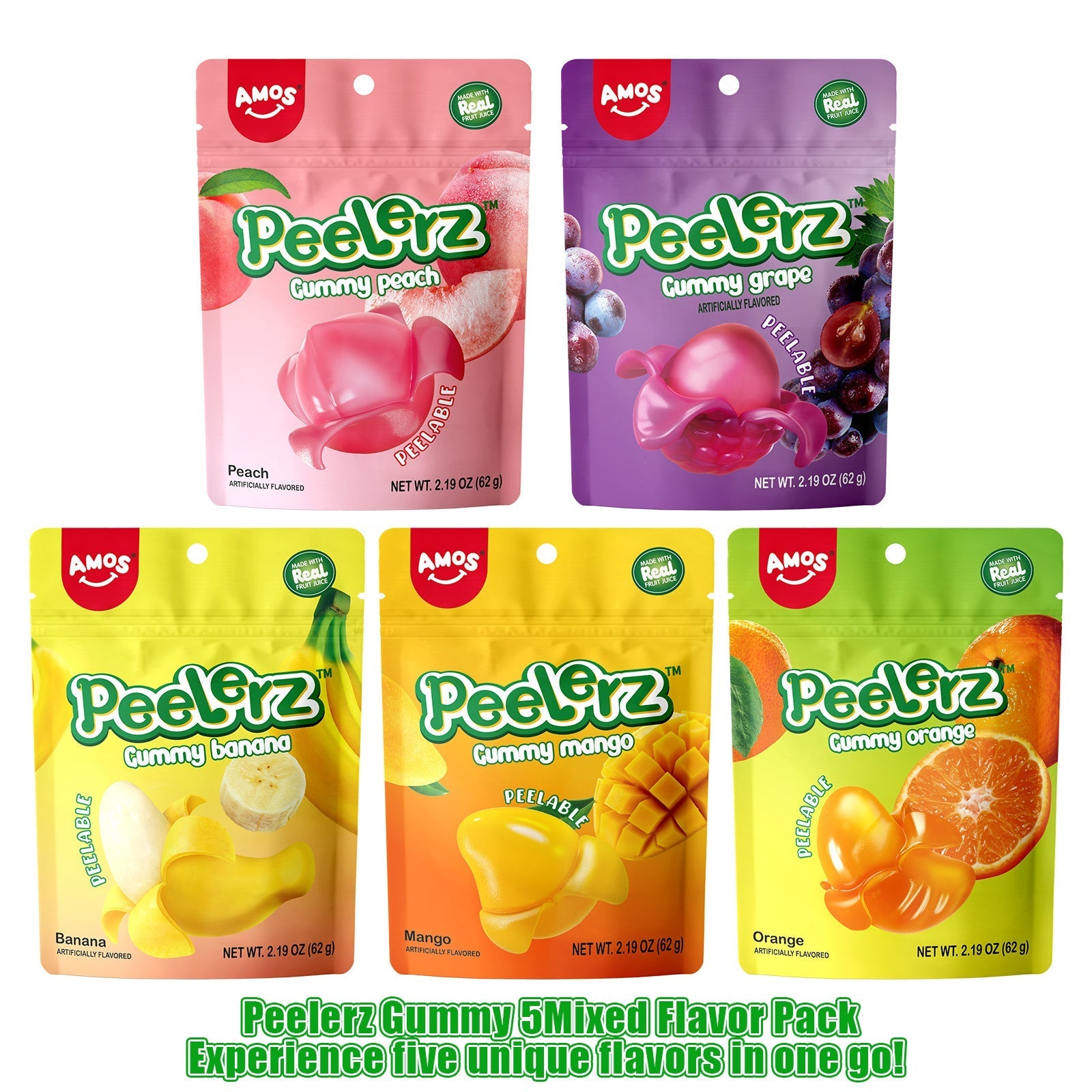 Peelerz - Peelable Gummy（Mix Flavor-5 bags）- 62g/bag