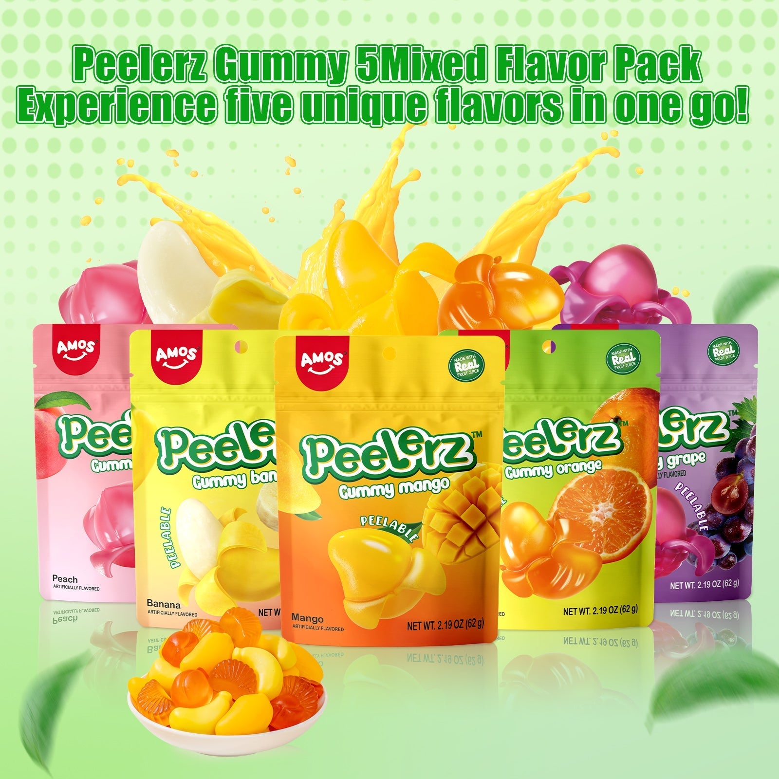 Peelerz - Peelable Gummy（Mix Flavor-5 bags）- 62g/bag