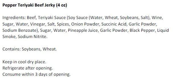 Pepper Teriyaki Beef Jerky (3.25 oz)