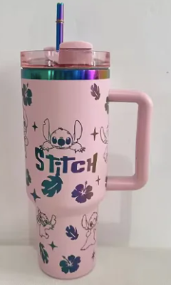40oz Stainless Steel Insulated Cup with Lid & Straw Stitch