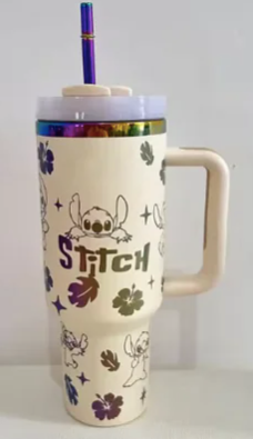 40oz Stainless Steel Insulated Cup with Lid & Straw Stitch