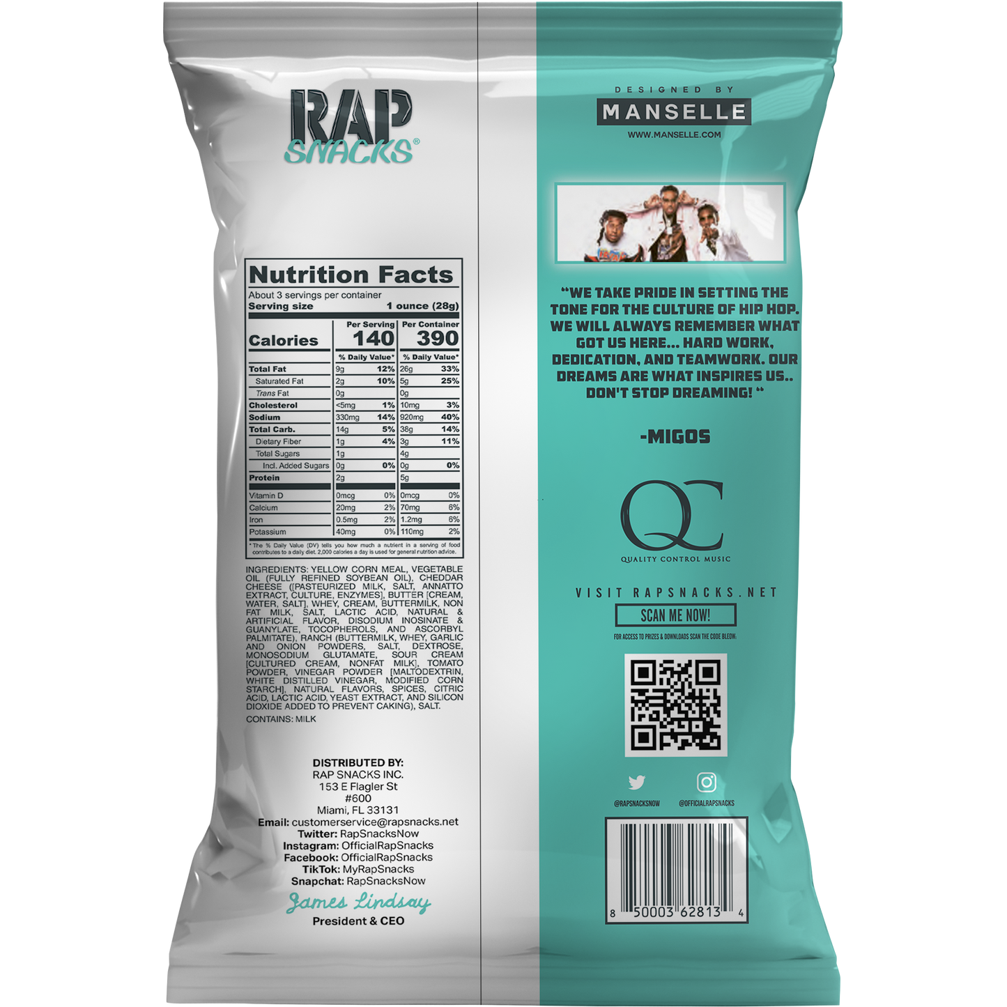 Migos | White Cheddar with a Dab of Ranch Cheese Puffs (6 Bags)