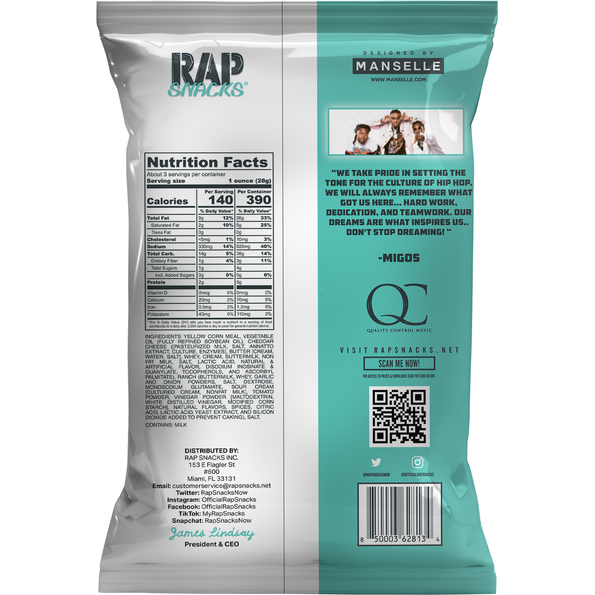 Migos | White Cheddar with a Dab of Ranch Cheese Puffs (6 Bags)