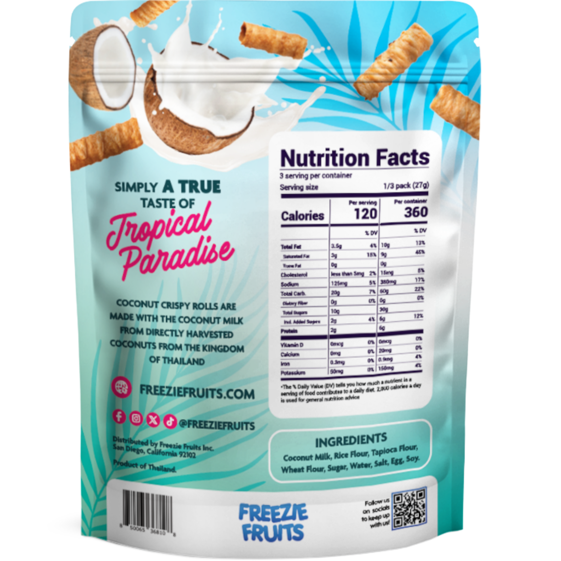 Freezie Fruits Coconut Crispy Rolls 3 oz